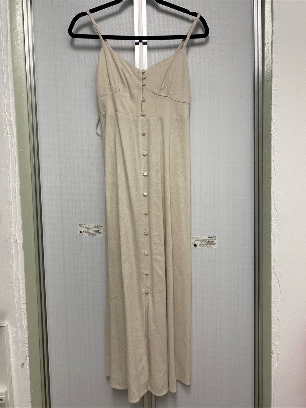 Monteau Cream Spaghetti-Strap Button-Front Maxi Dress